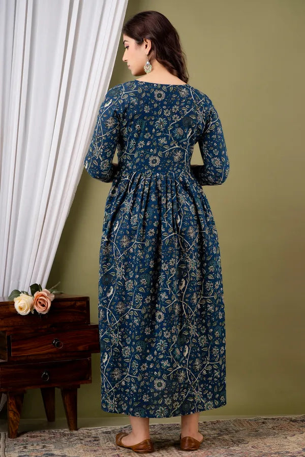Floral Printed Maternity & Feeding Long Dress