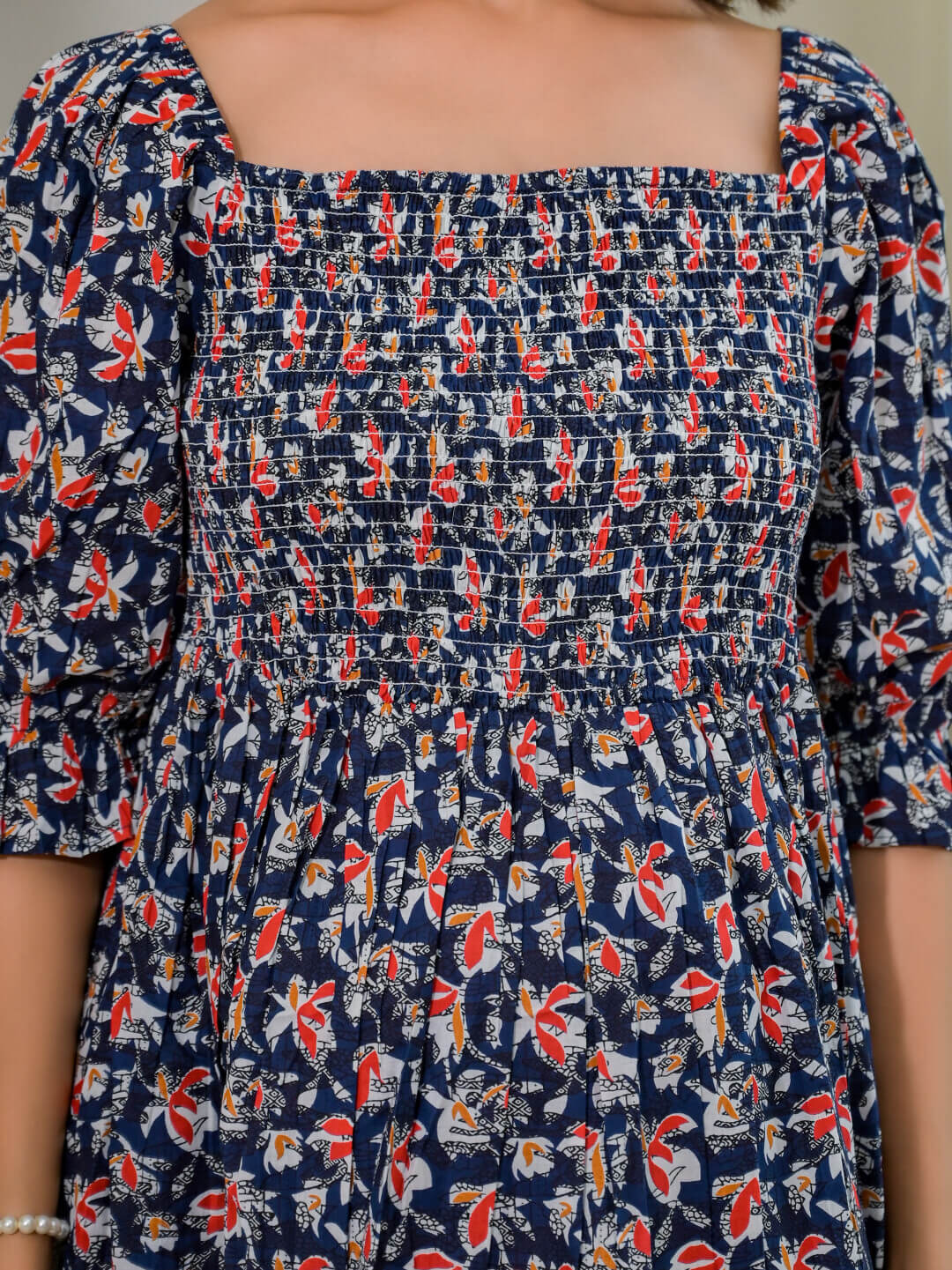 Indigo Multi Floral Print Maternity Flared Dress