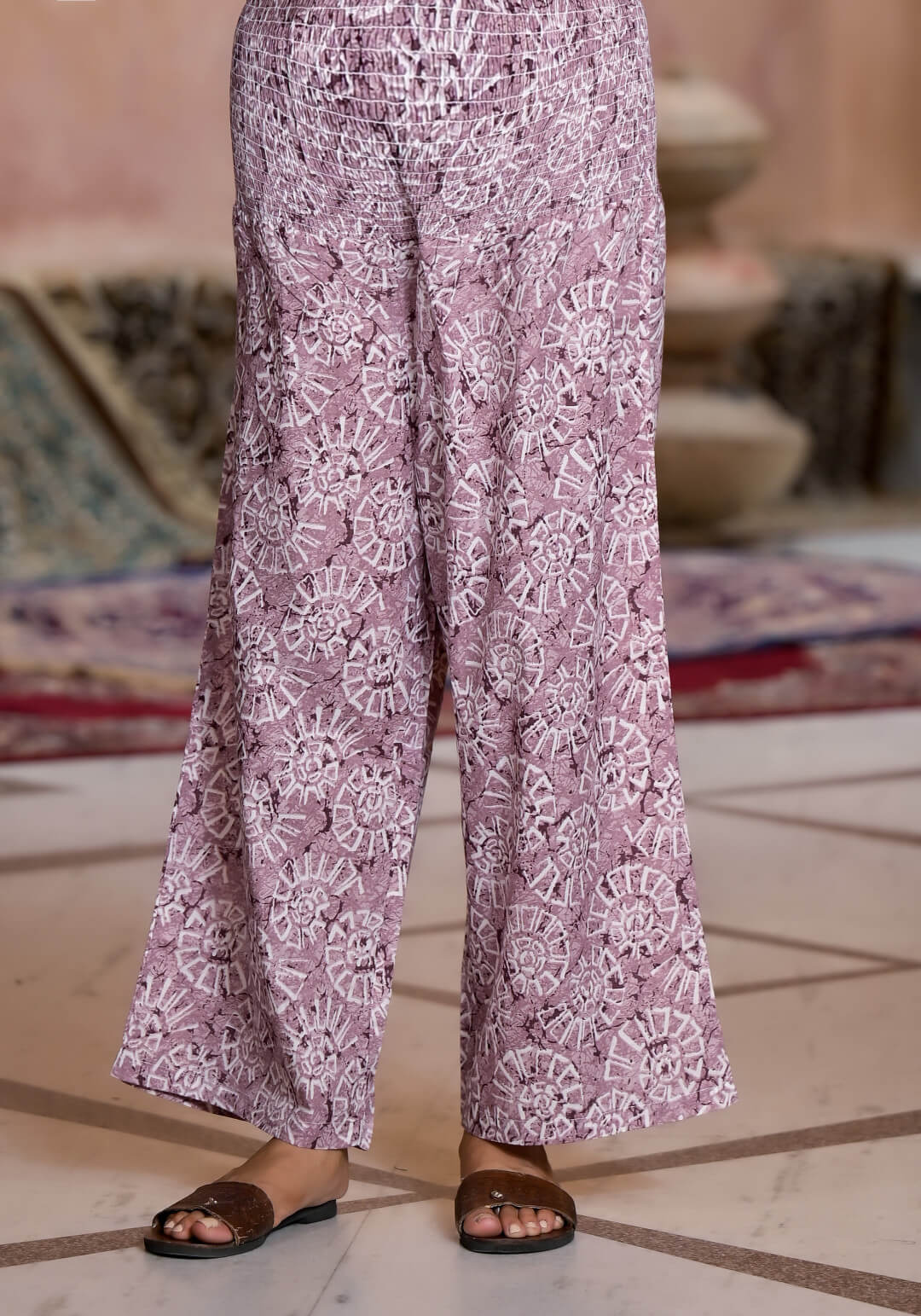 Onion Pink Ethnic Print Cotton Maternity & Feeding Co-ord Set with Concealed Zipper