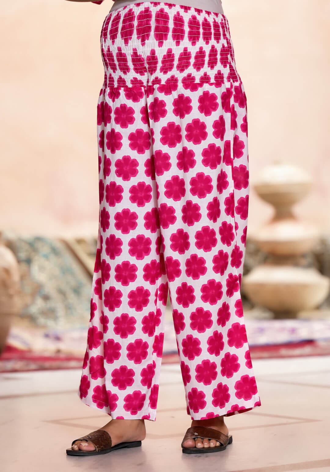 Pink Floral Print Cotton Maternity & Feeding Kaftan Kurta Set with Concealed Zipper