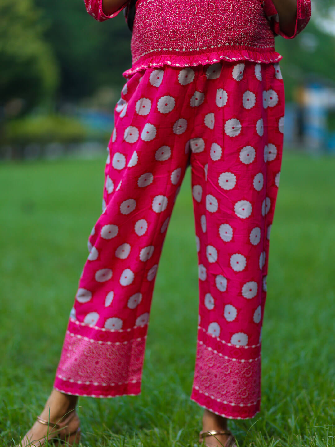 Fuchsia Floral Print Cotton Maternity & Feeding-Friendly Flare Kurta Set