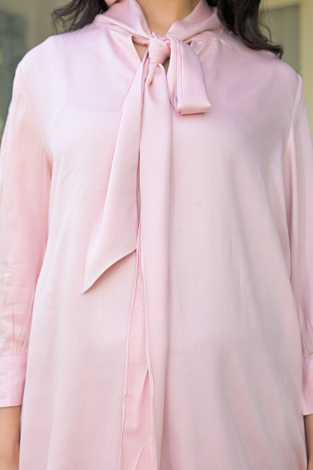 Light Pink Tie-up Neck Maternity Feeding-Friendly Top