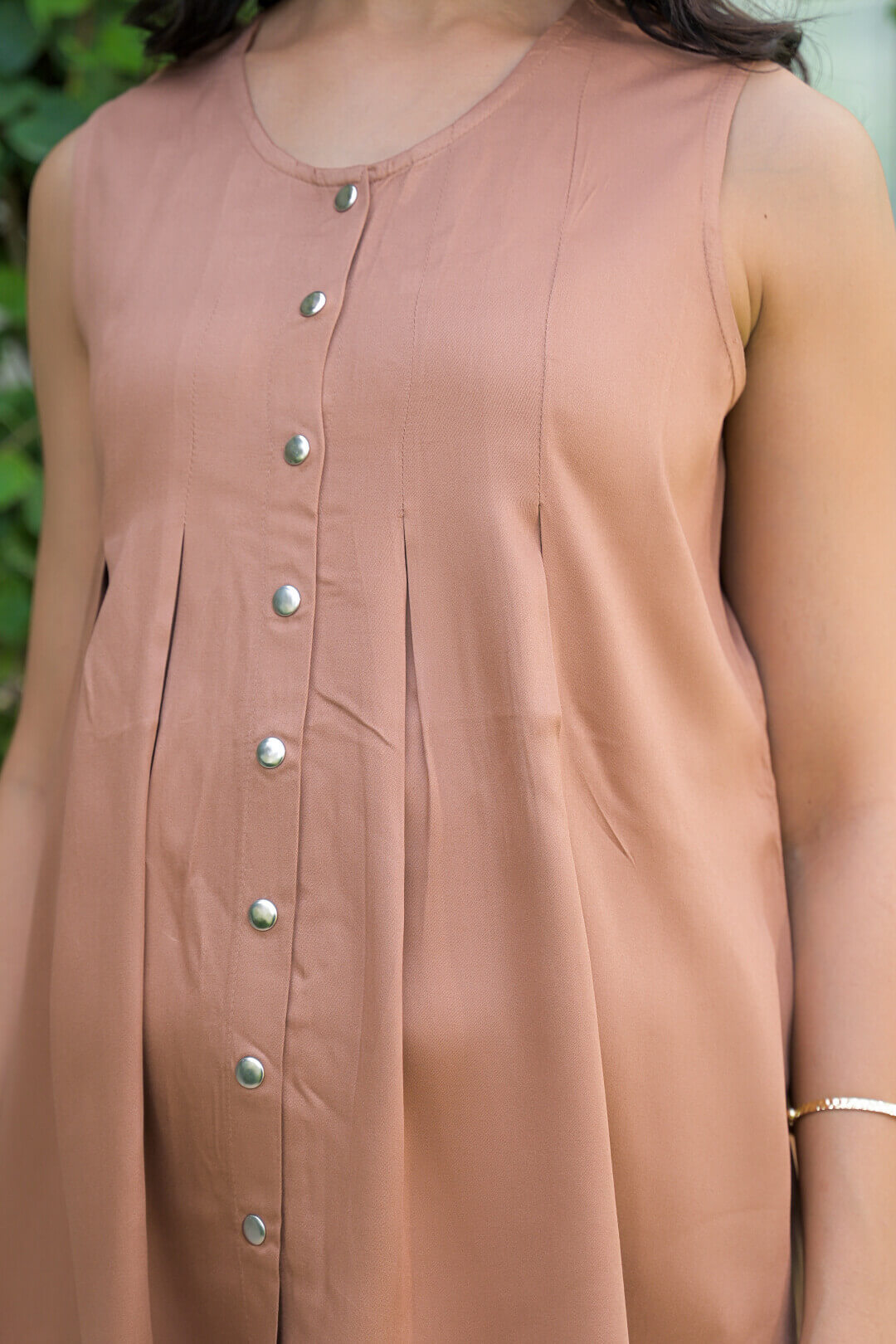 Taupe Green Pleated Maternity Feeding-Friendly Top
