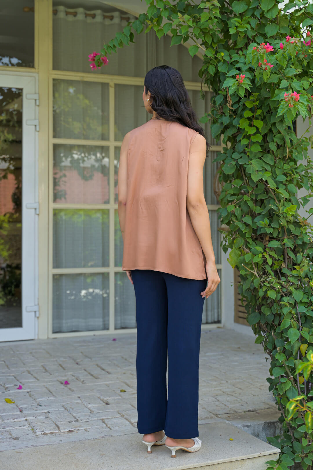 Taupe Green Pleated Maternity Feeding-Friendly Top