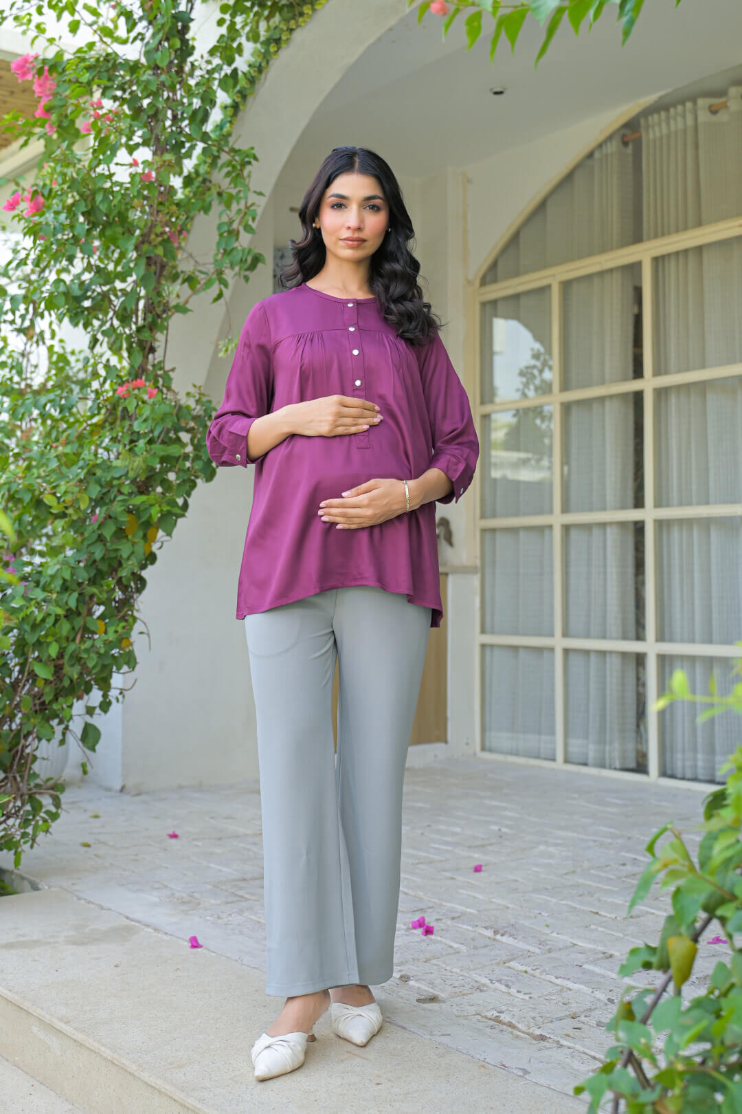 Plum Maternity Feeding-Friendly Top