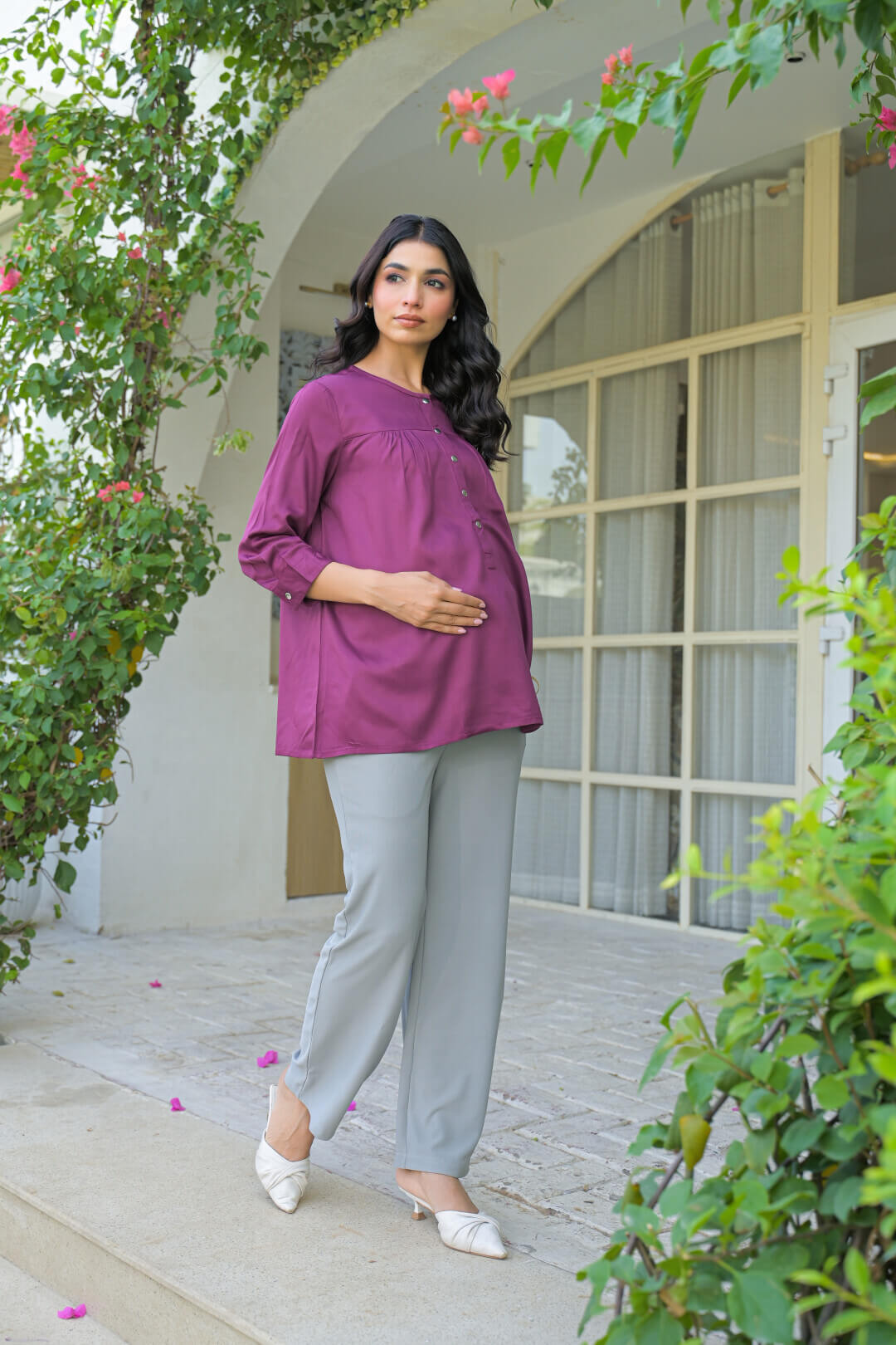 Plum Maternity Feeding-Friendly Top