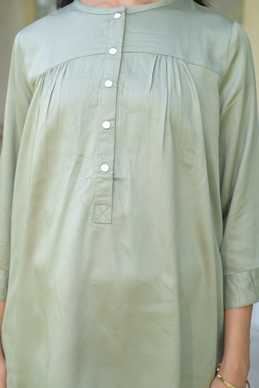 Olive Green Maternity Feeding-Friendly Top