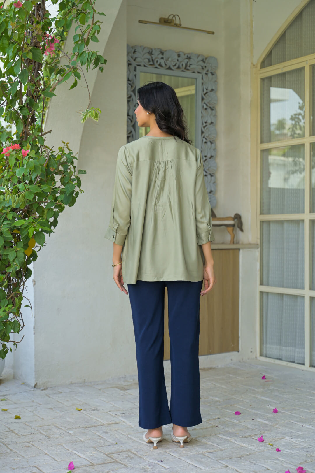Olive Green Maternity Feeding-Friendly Top