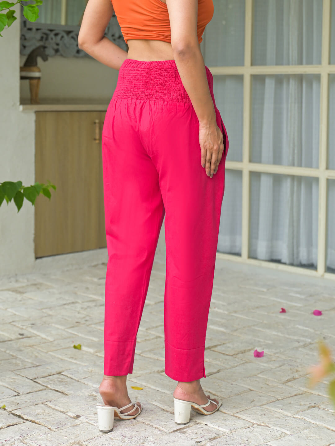 Fuchsia High-Rise Stretch Waist Maternity Comfort Trouser