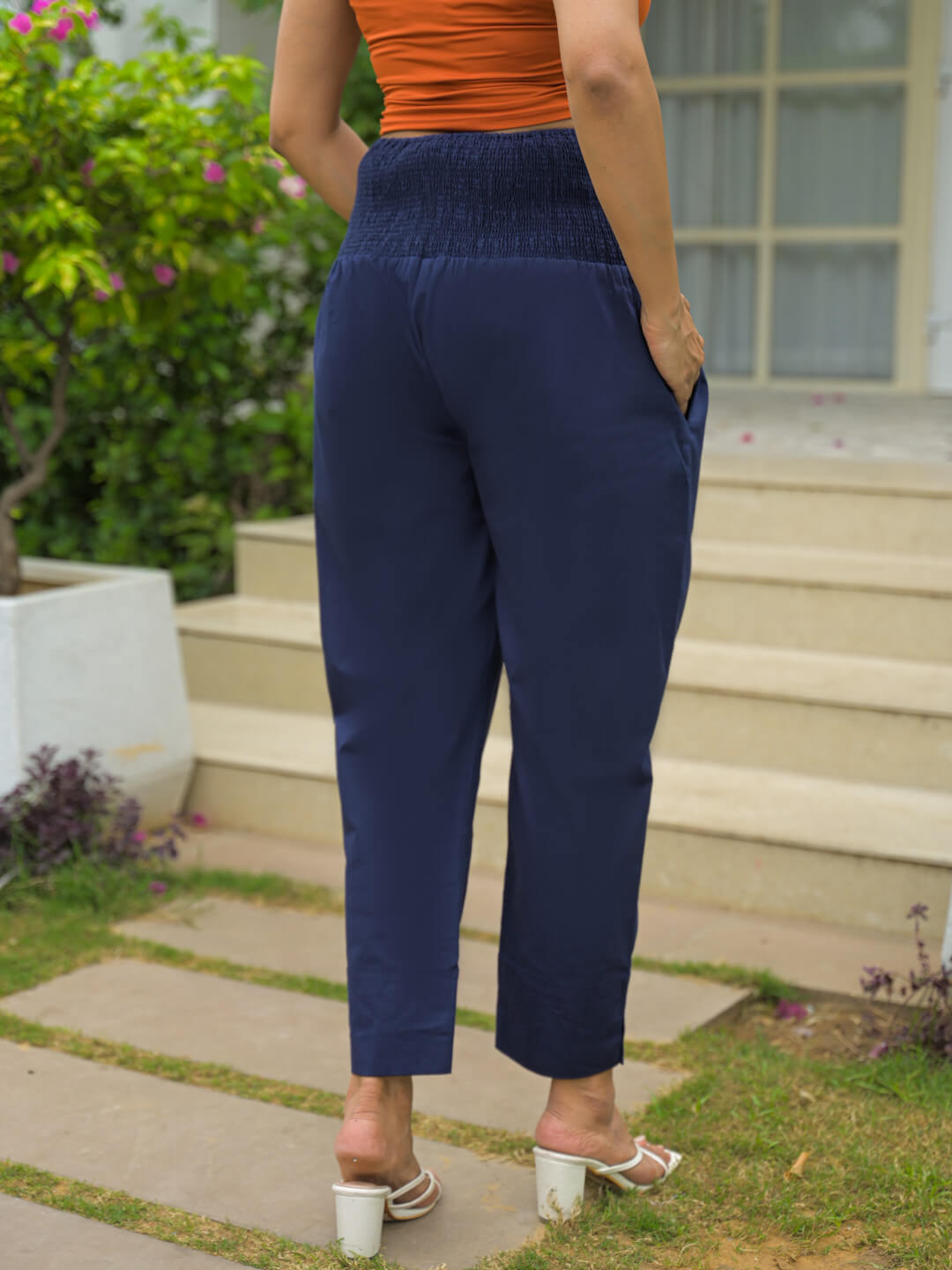 Navy Blue High-Rise Stretch Waist Maternity Comfort Trouser
