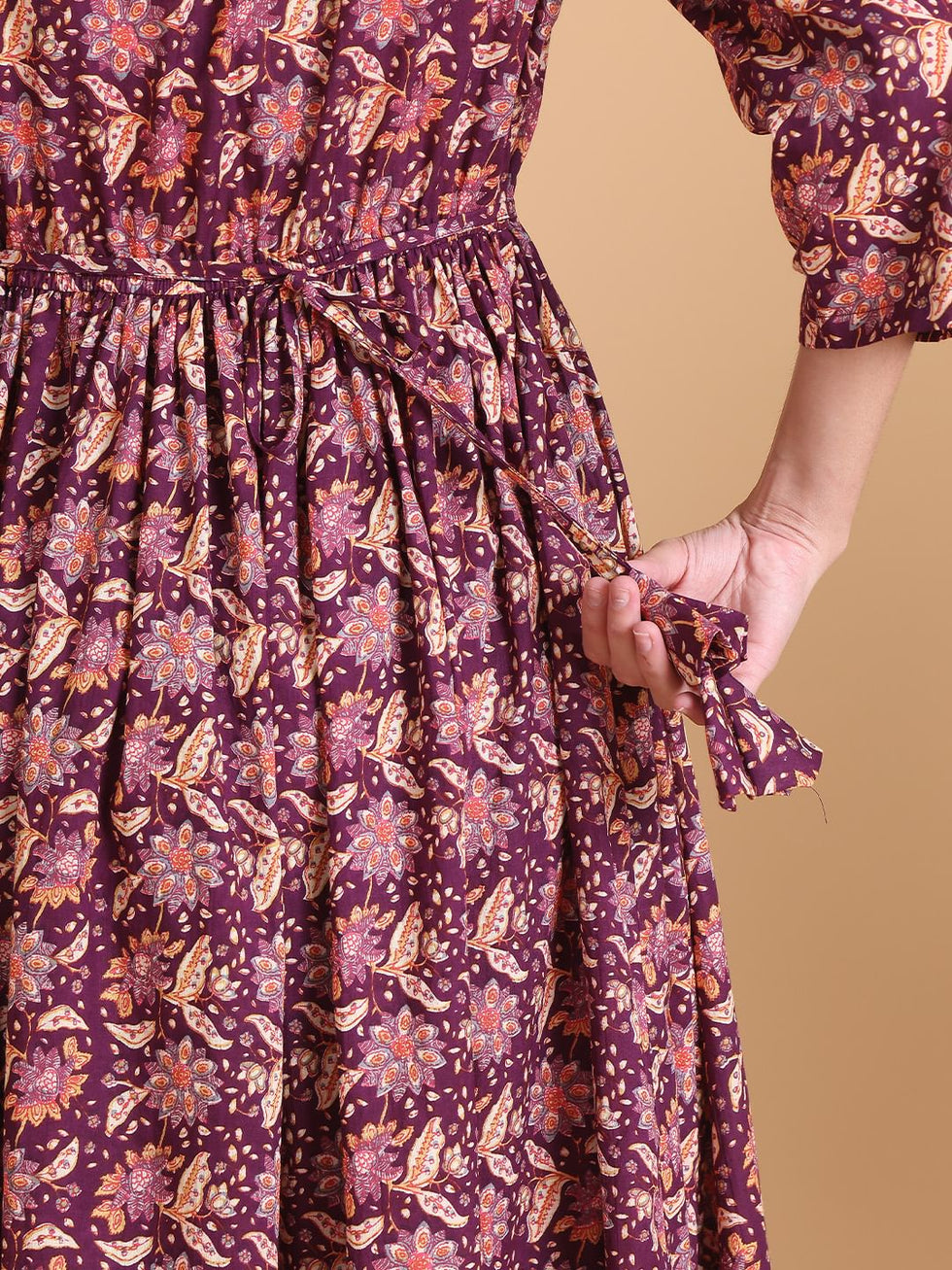 Maroon Floral Maternity & Feeding Anarkali Suit Set