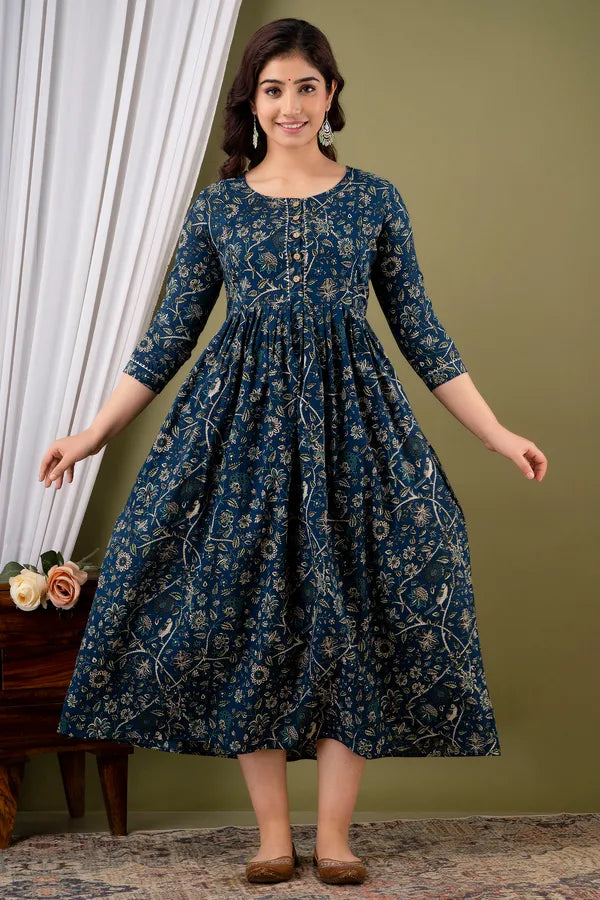 Floral Printed Maternity & Feeding Long Dress