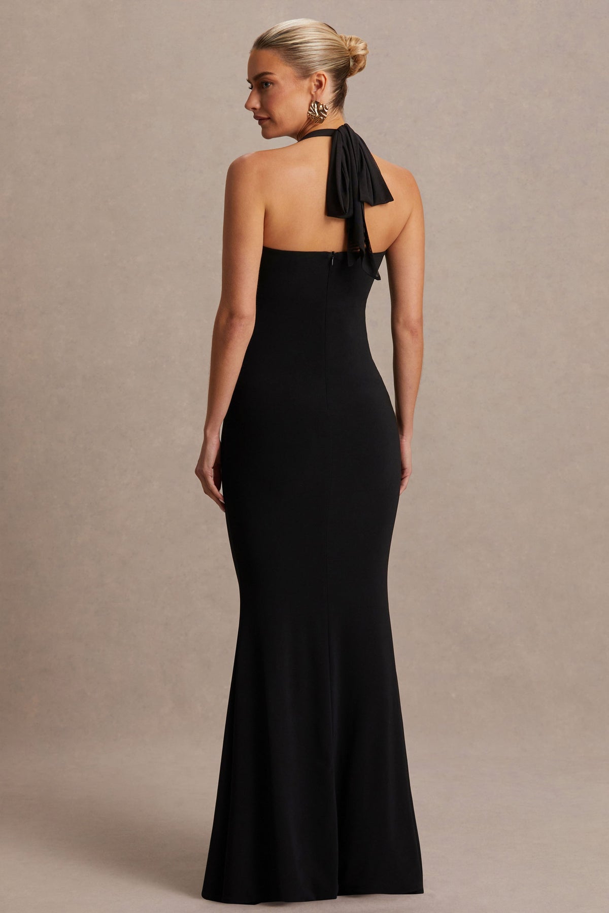 Avielle Black Halter-Neck Maternity Maxi Dress